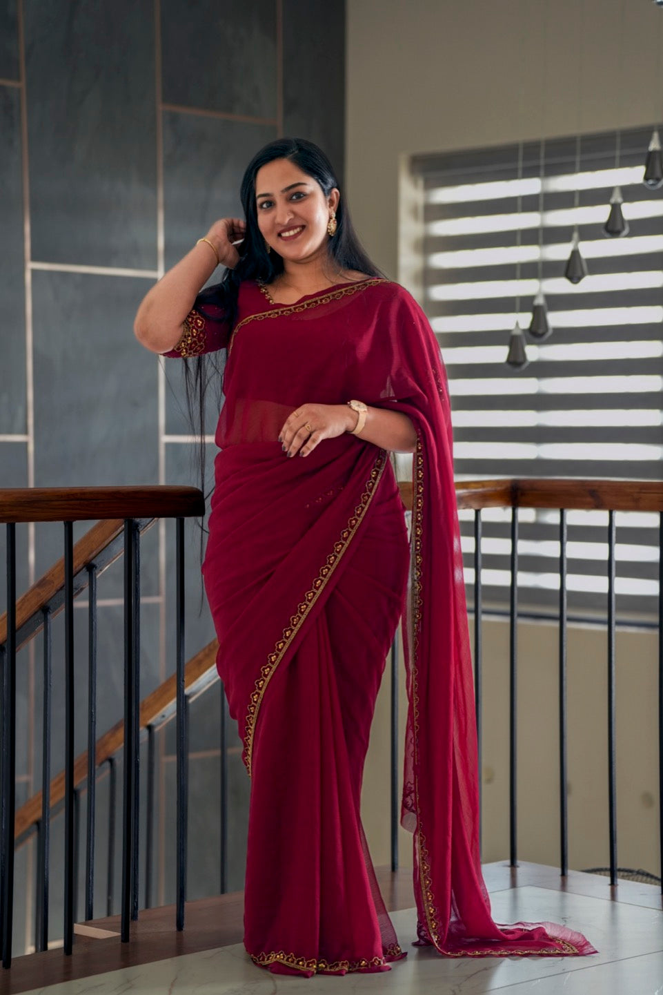 Vistara - Designer Handwork Saree With Stitched Blouse